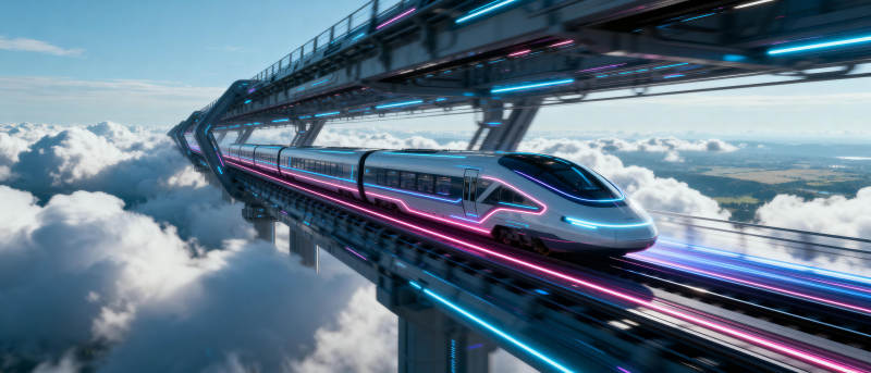 云上飞驰的未来列车图片