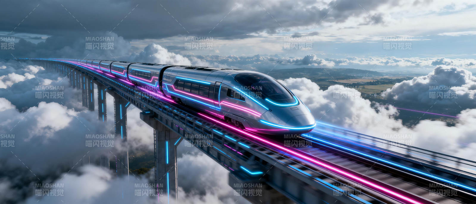 未来高速列车飞驰图片