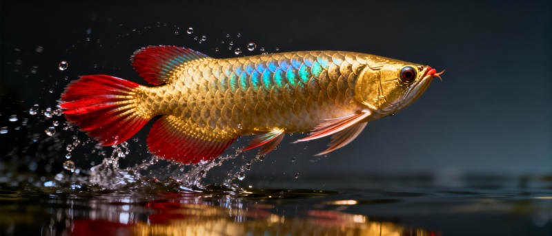 红龙鱼跃水图片