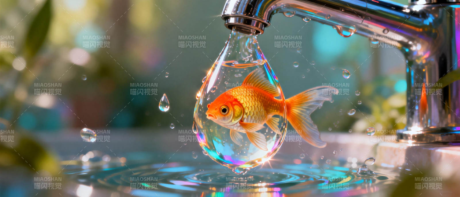 金鱼在水滴中图片
