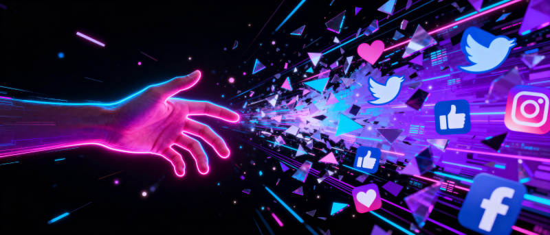 数字之手触碰社交宇宙图片