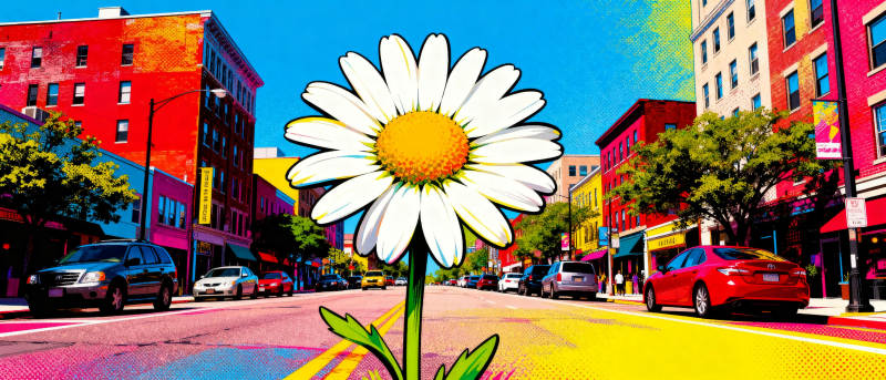 城市中的大雏菊图片