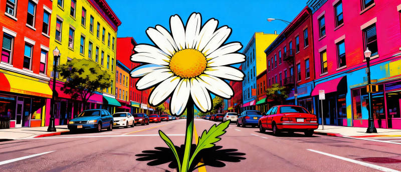 城市中的大雏菊图片