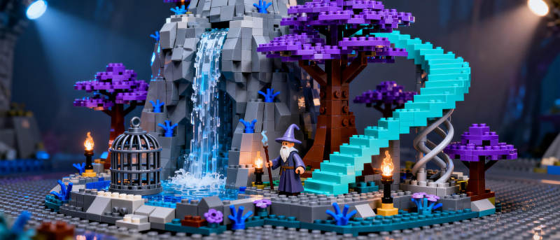 乐高奇幻森林瀑布图片