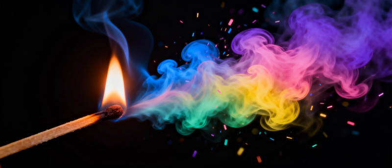 彩色烟雾的火柴图片