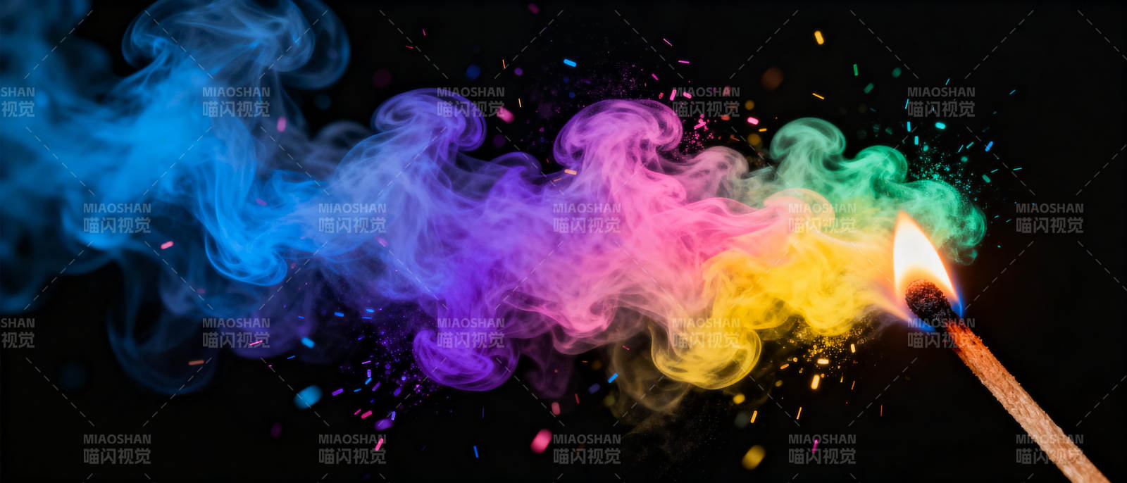 彩虹烟雾燃火图片