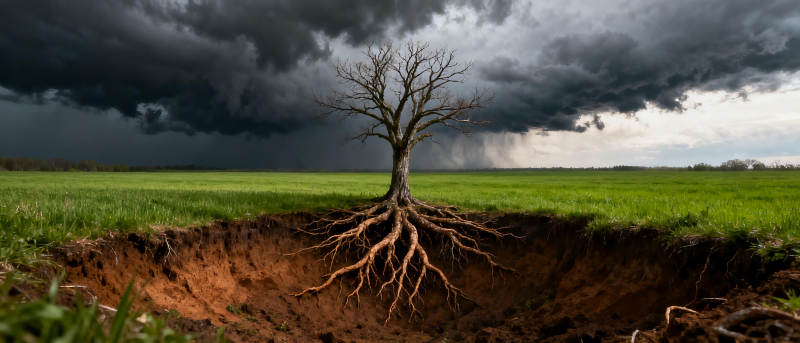 孤树根深 风雨欲来图片