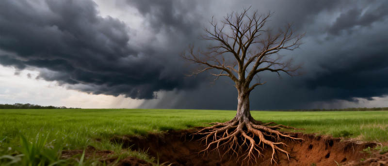 孤树破土 风雨欲来图片