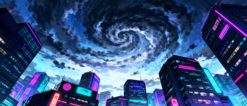 霓虹漩涡夜城图片