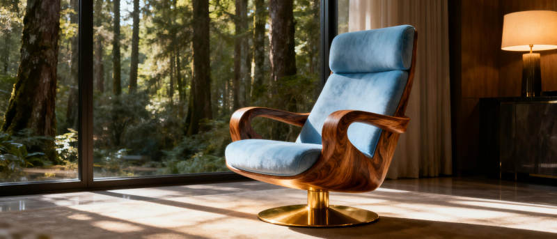 森林中的蓝色扶手椅图片