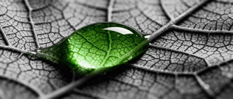 露珠映叶脉图片