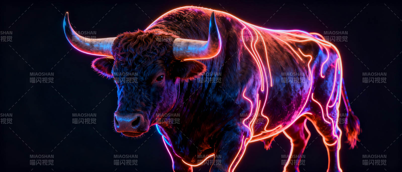 霓虹牛影图片