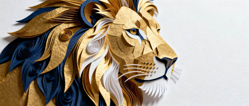 金色纸艺雄狮图片