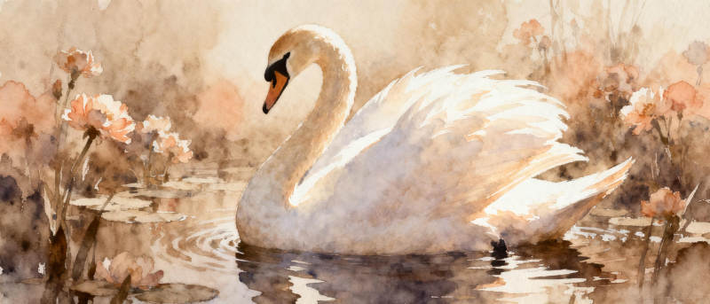 湖畔白鹅静谧游图片