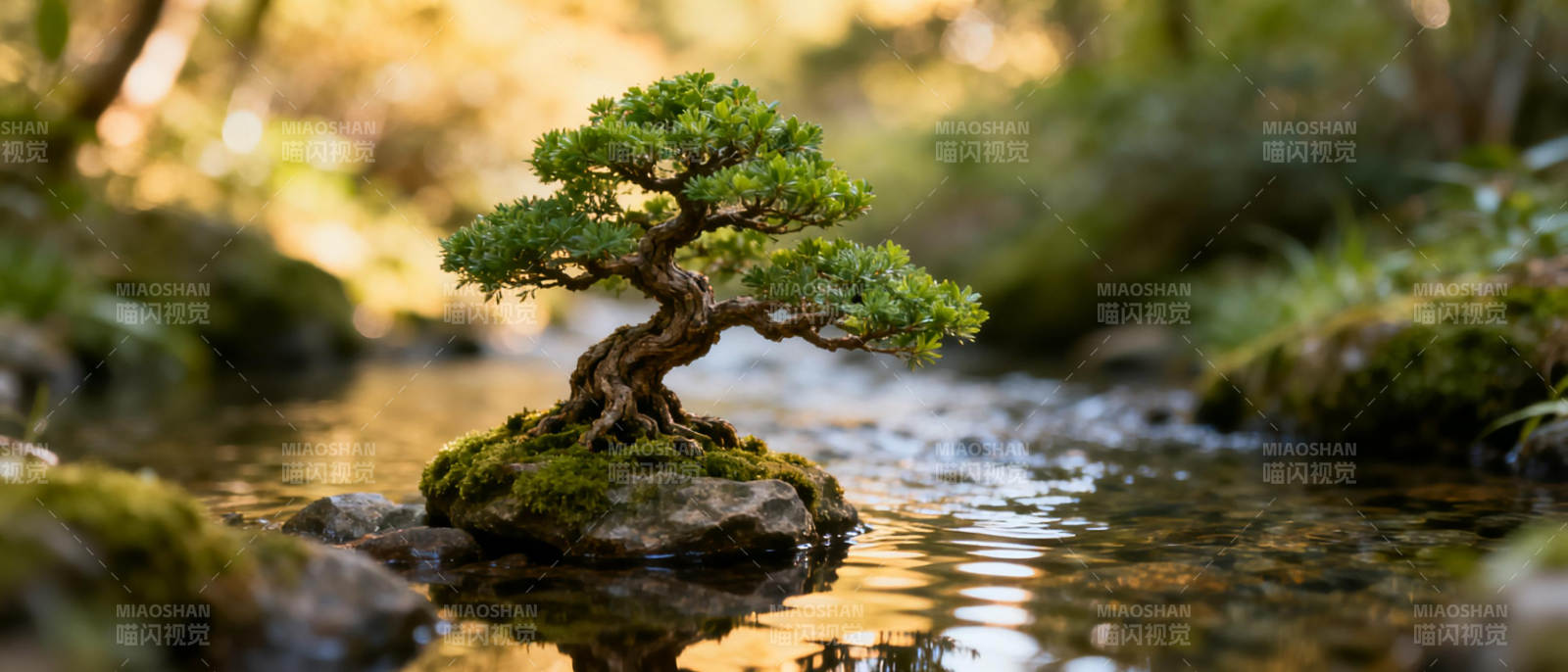 溪畔盆景图片