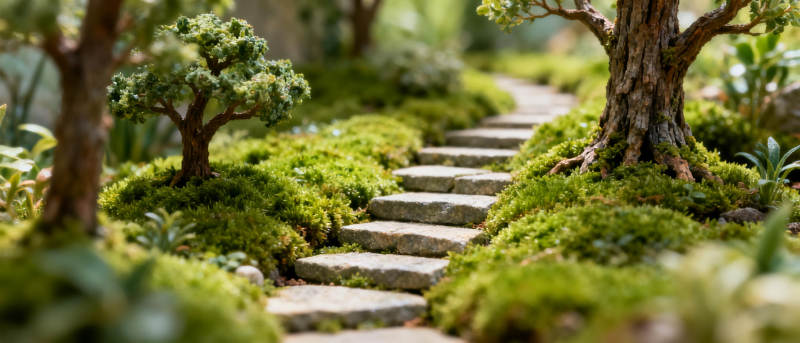 幽径翠意盎然图片