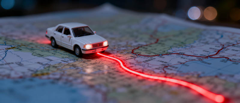 地图上的红色轨迹图片