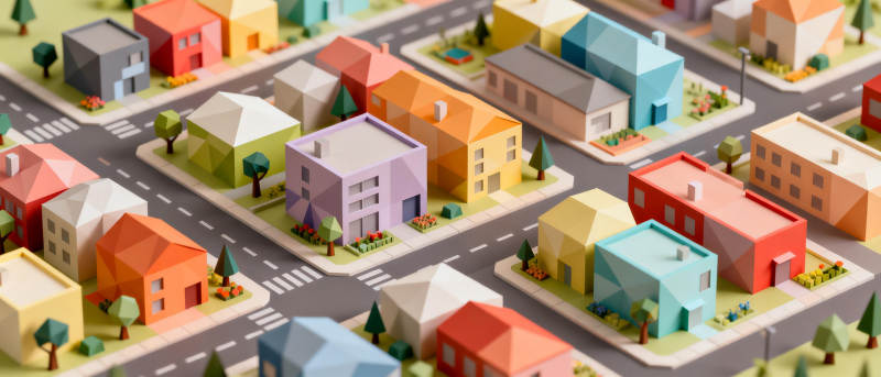 彩色纸屋小镇图片