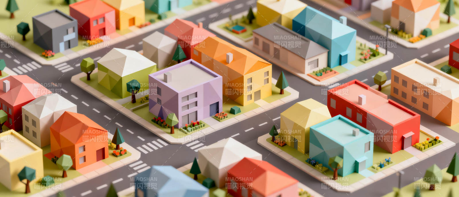 彩色纸屋小镇图片
