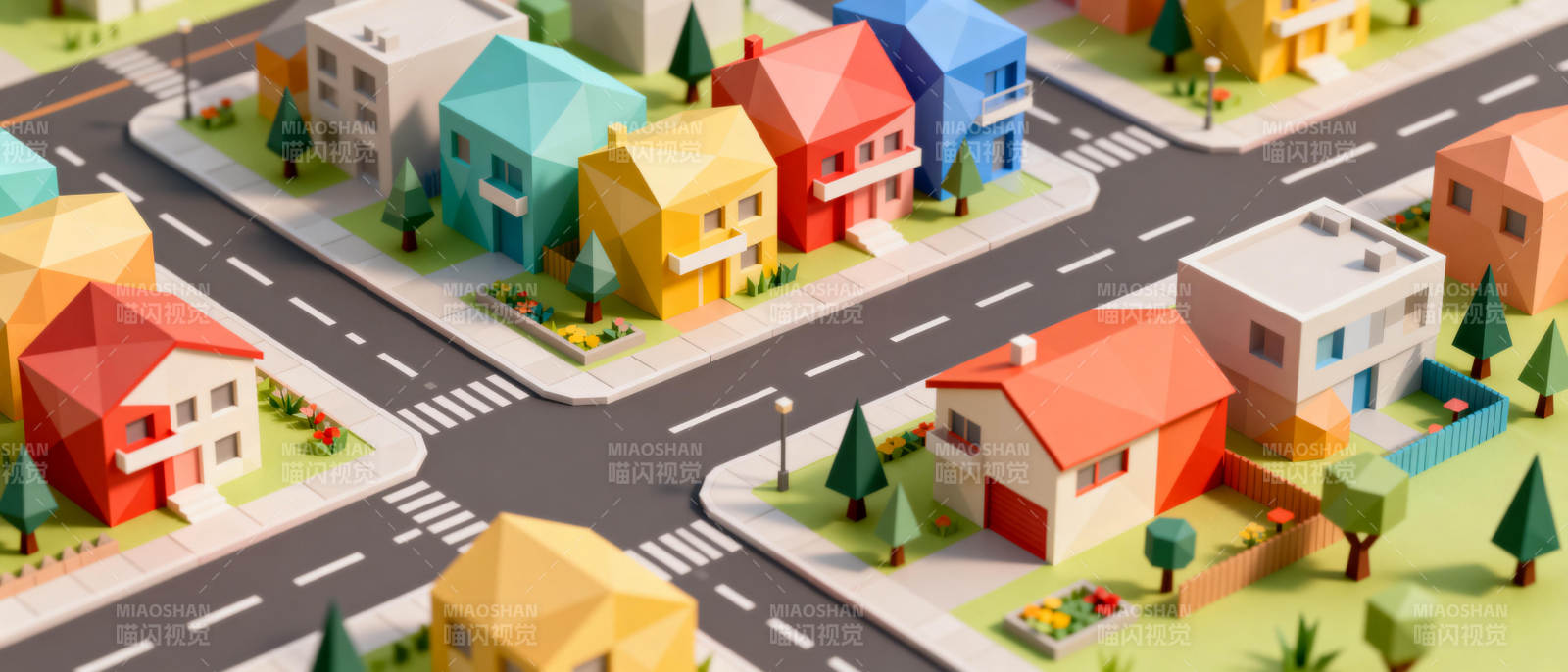 彩色纸艺小镇图片