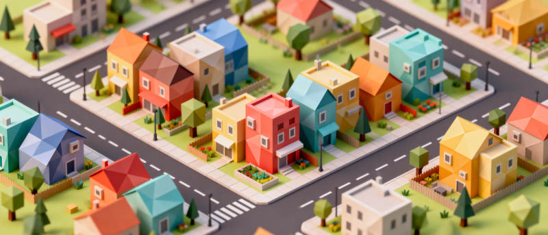 彩色小镇街景图片