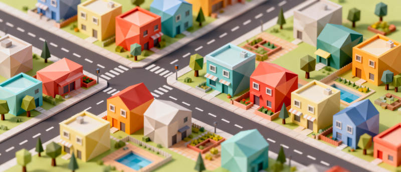 色彩斑斓的小镇街景图片