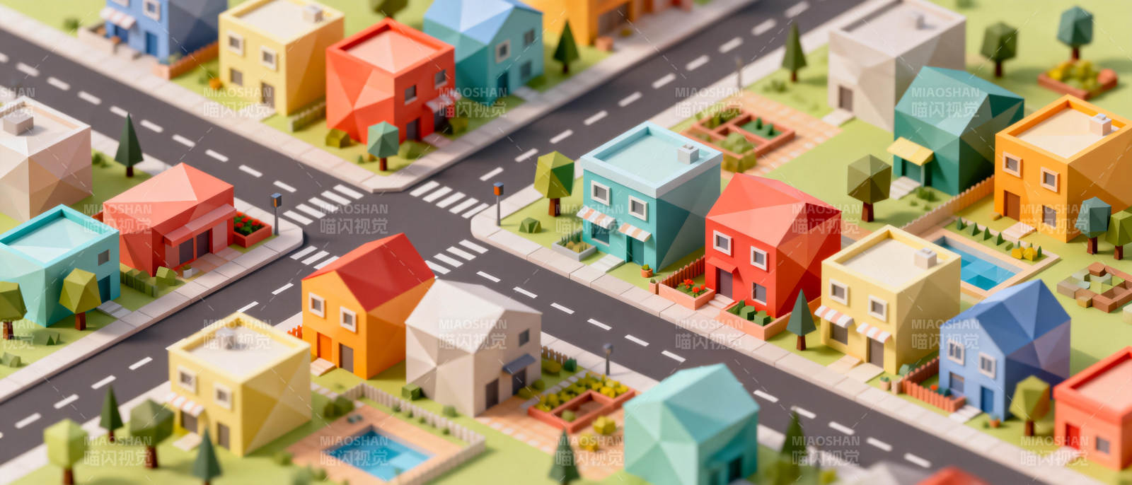 色彩斑斓的小镇街景图片