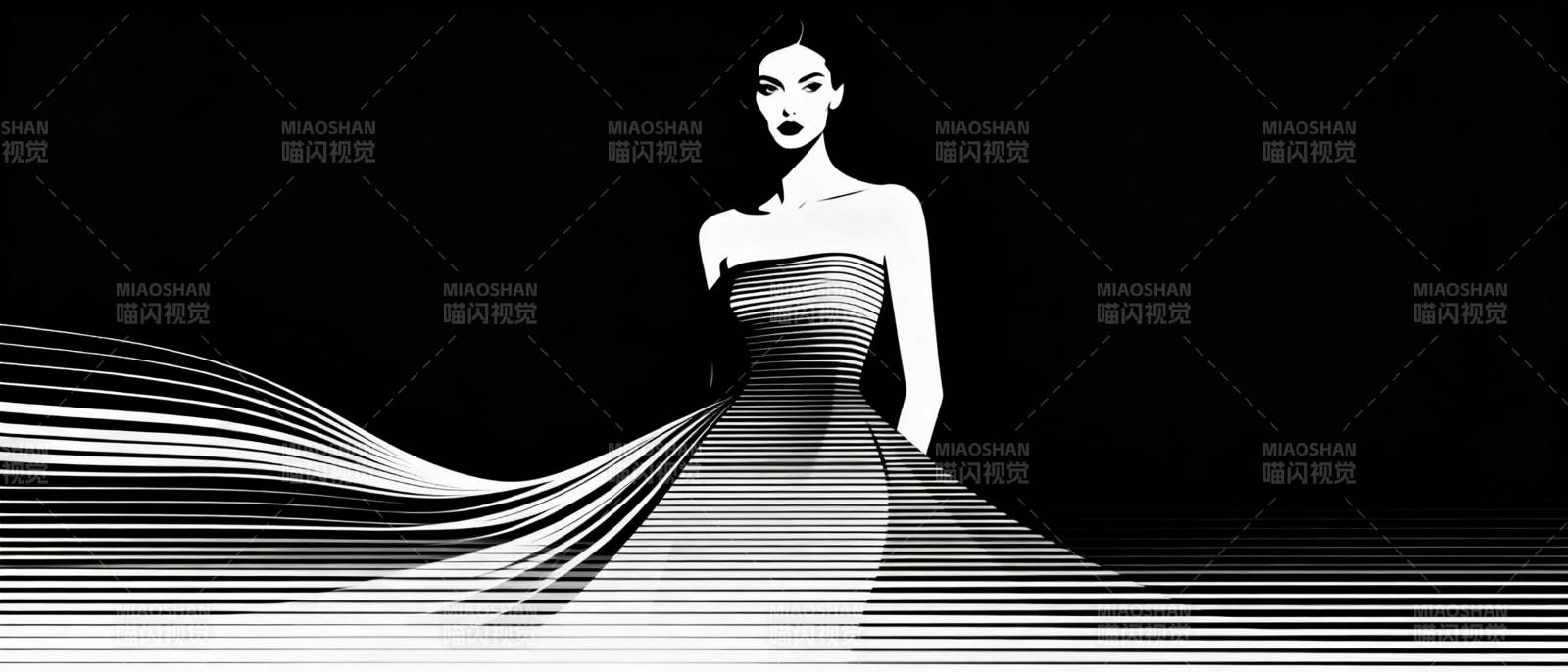 黑白礼服的优雅线条图片