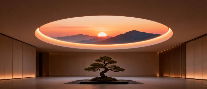 禅意空间 日落如画图片