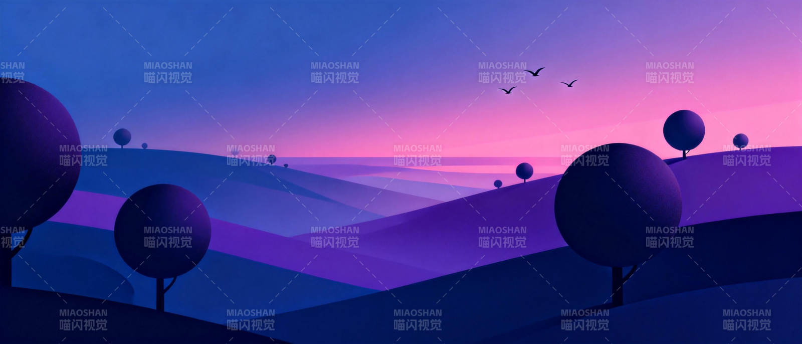 紫霞暮色山野图片