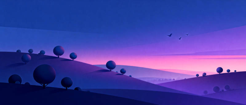 紫夜山丘静谧景图片