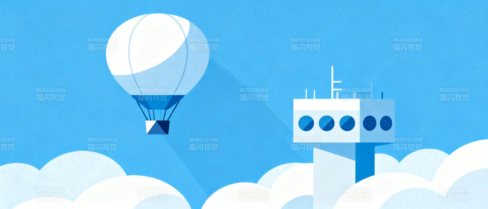 热气球与塔楼图片