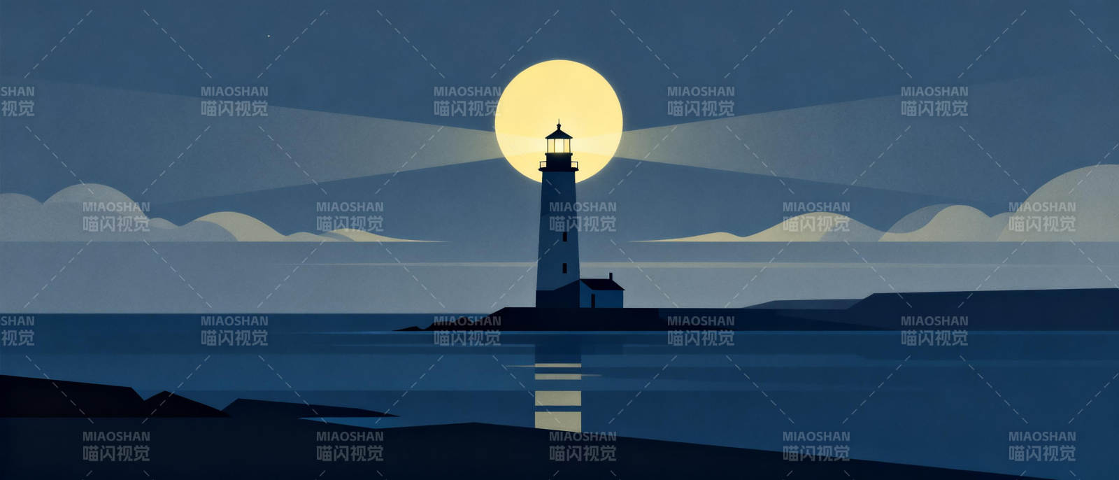 月夜灯塔图片