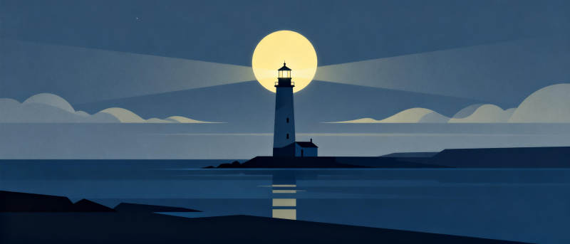 月夜灯塔图片