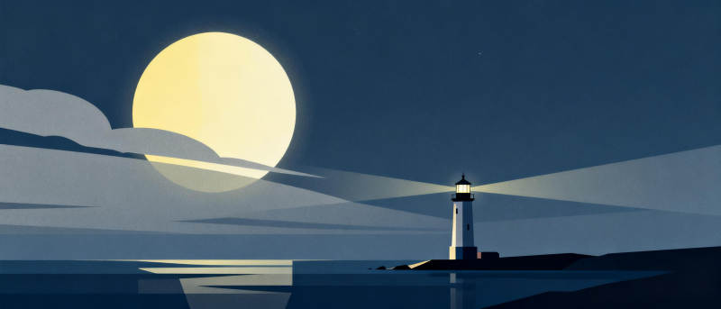 月夜灯塔图片