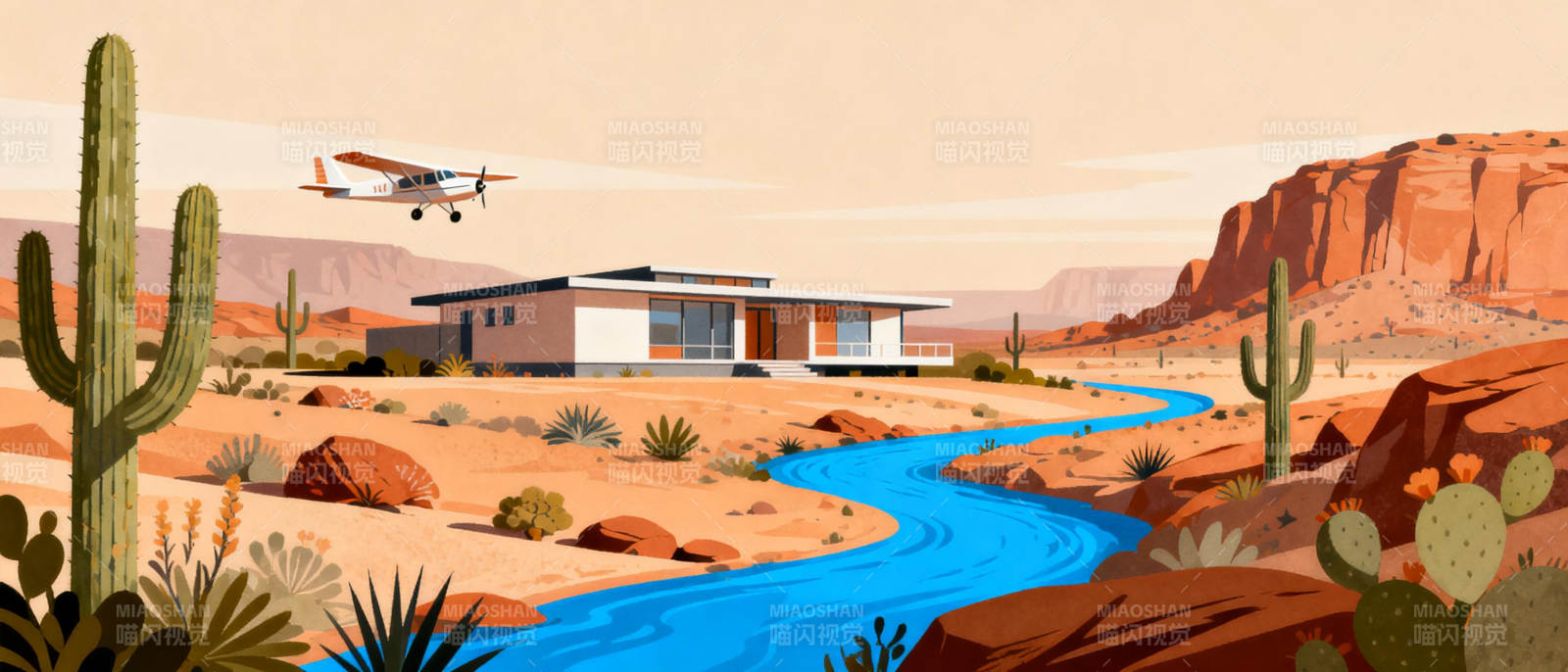 沙漠中的现代居所图片