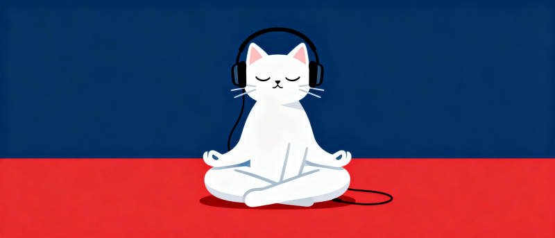 猫咪冥想听音乐图片