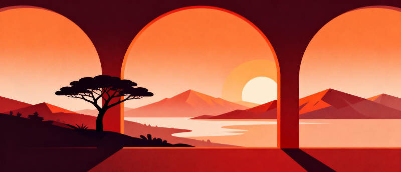 夕阳拱门风景图片