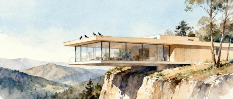 悬崖上的现代居所图片