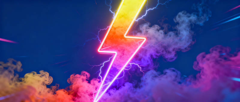 霓虹闪电破云而出图片