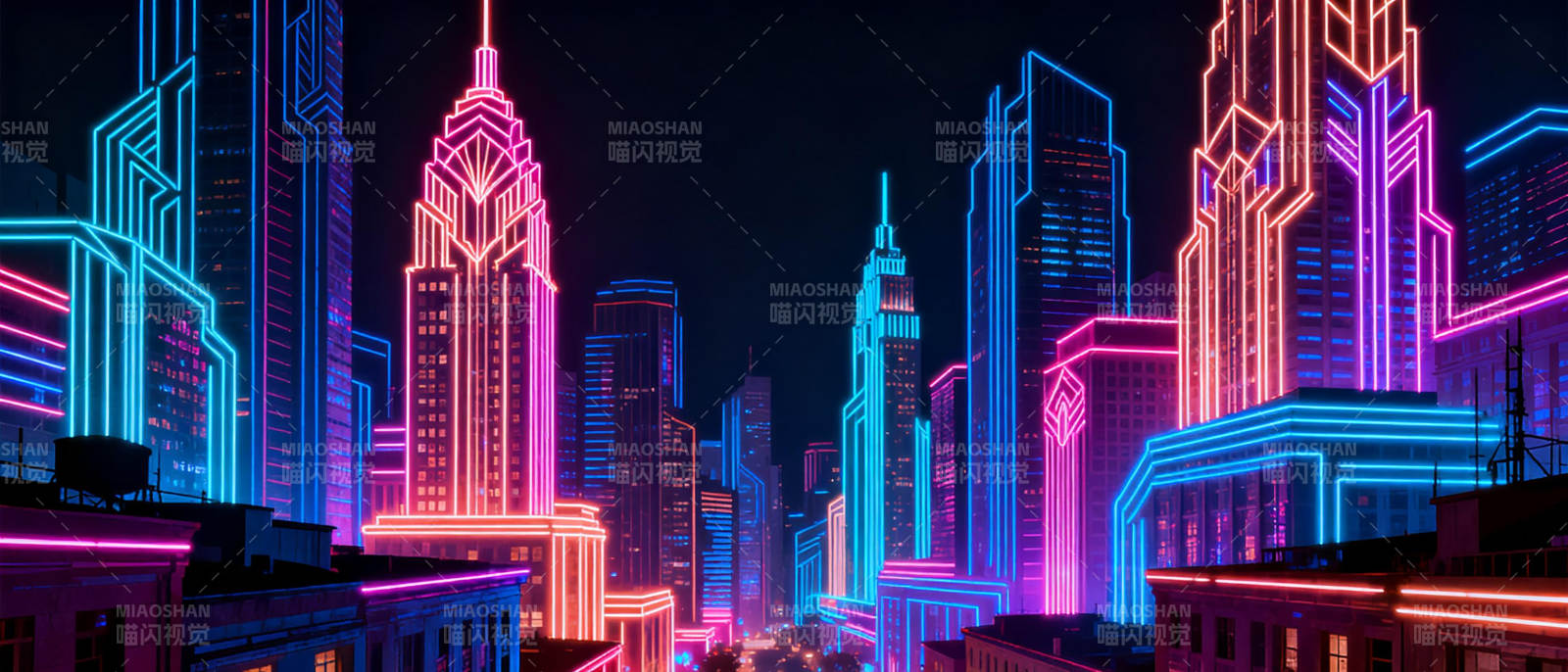 霓虹都市夜景图片