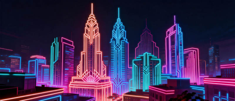 霓虹都市夜景图片