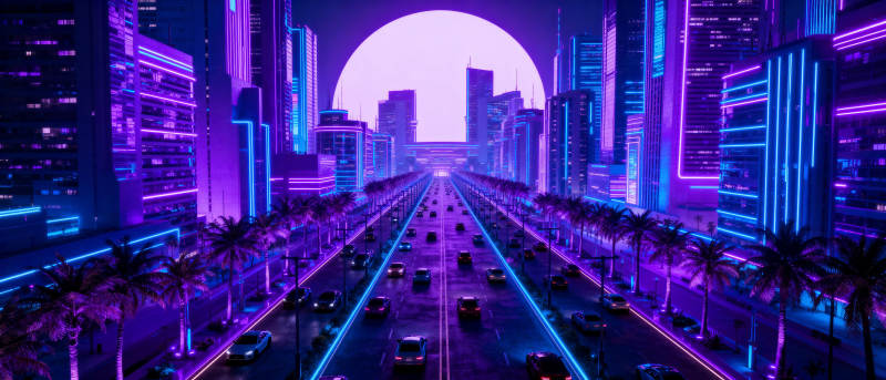 霓虹都市夜景图片