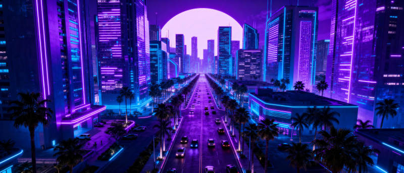 霓虹都市夜景图片