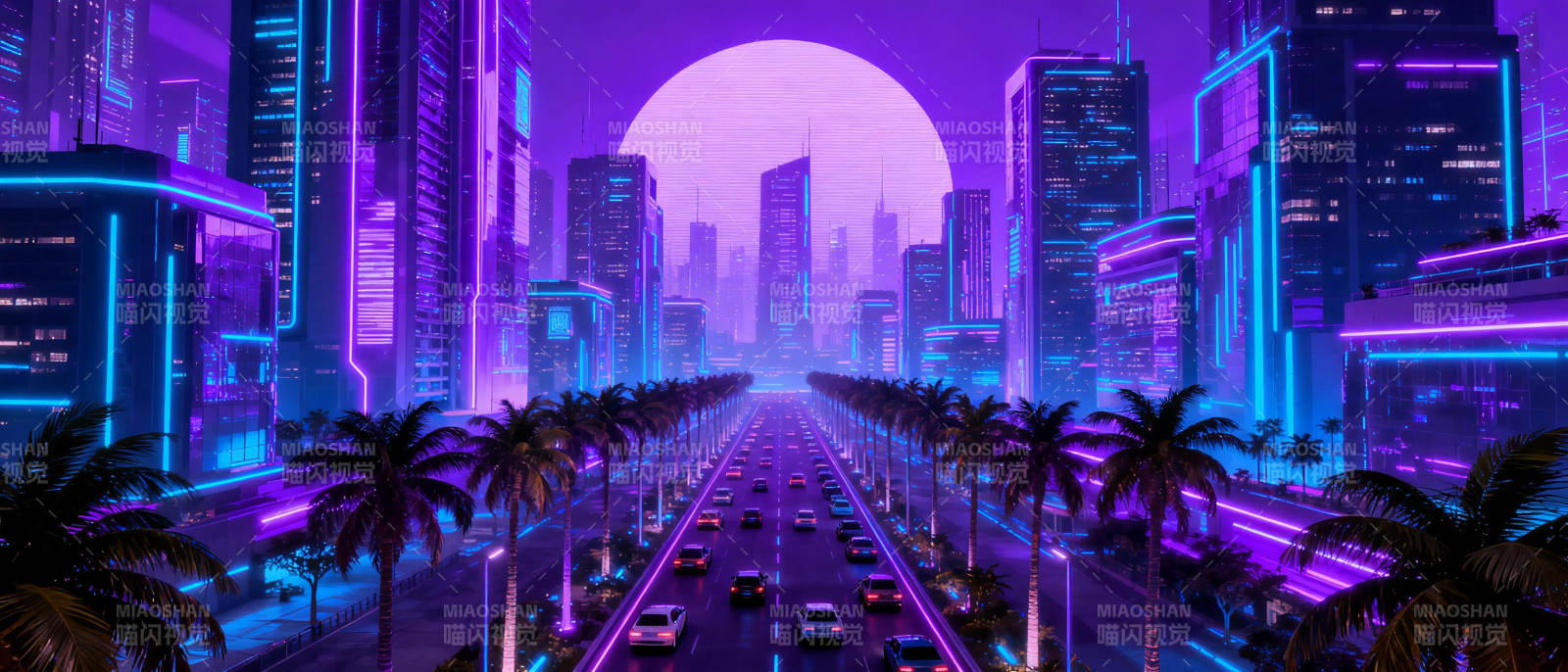 霓虹都市夜景图片