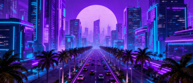 霓虹都市夜景图片