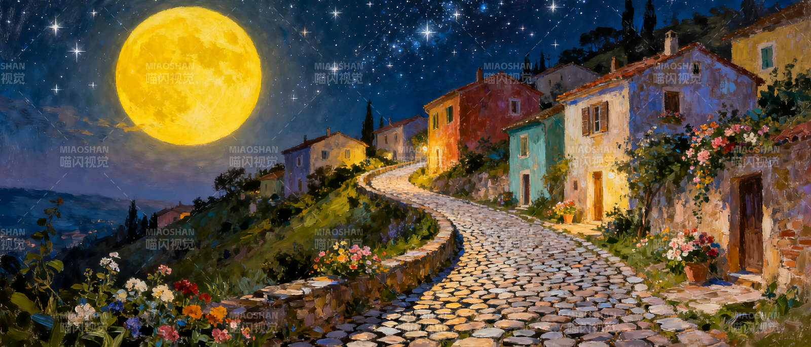 月夜小镇风光图片