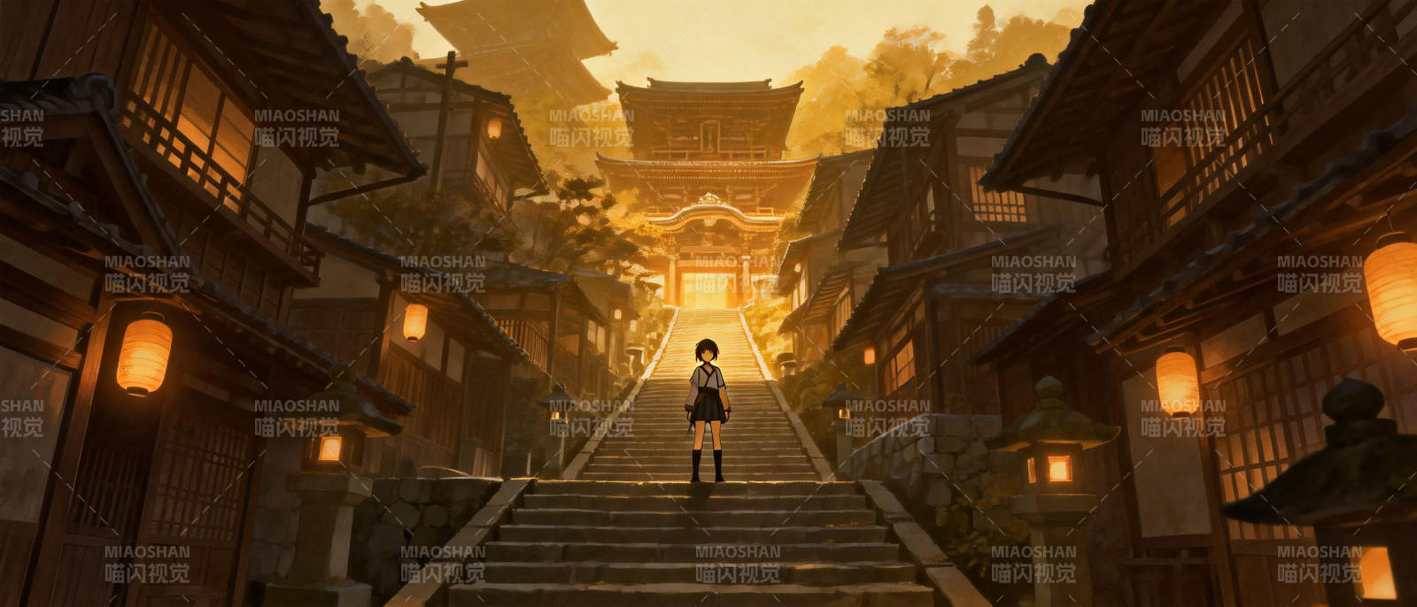 古街黄昏行图片