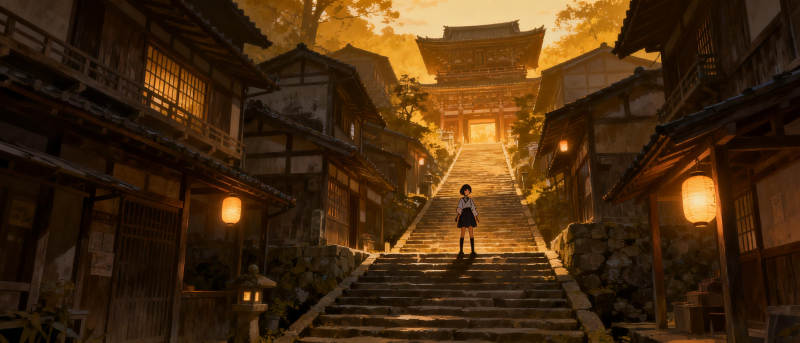 古街暮色行图片