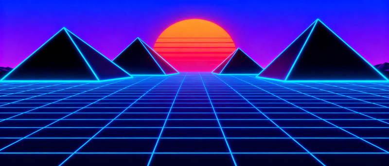 霓虹金字塔日落图片